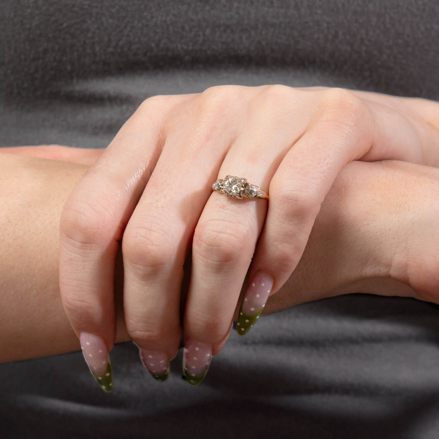 Retro 14k Diamond Engagement Ring .50ct