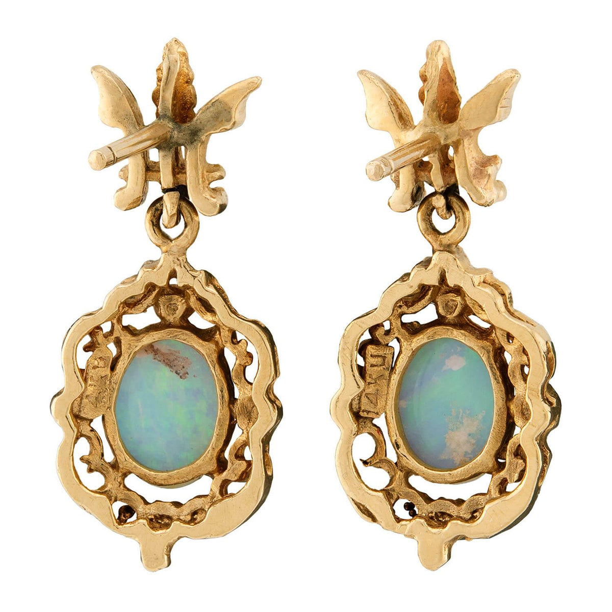 Vintage 14k Opal Dangle Earrings