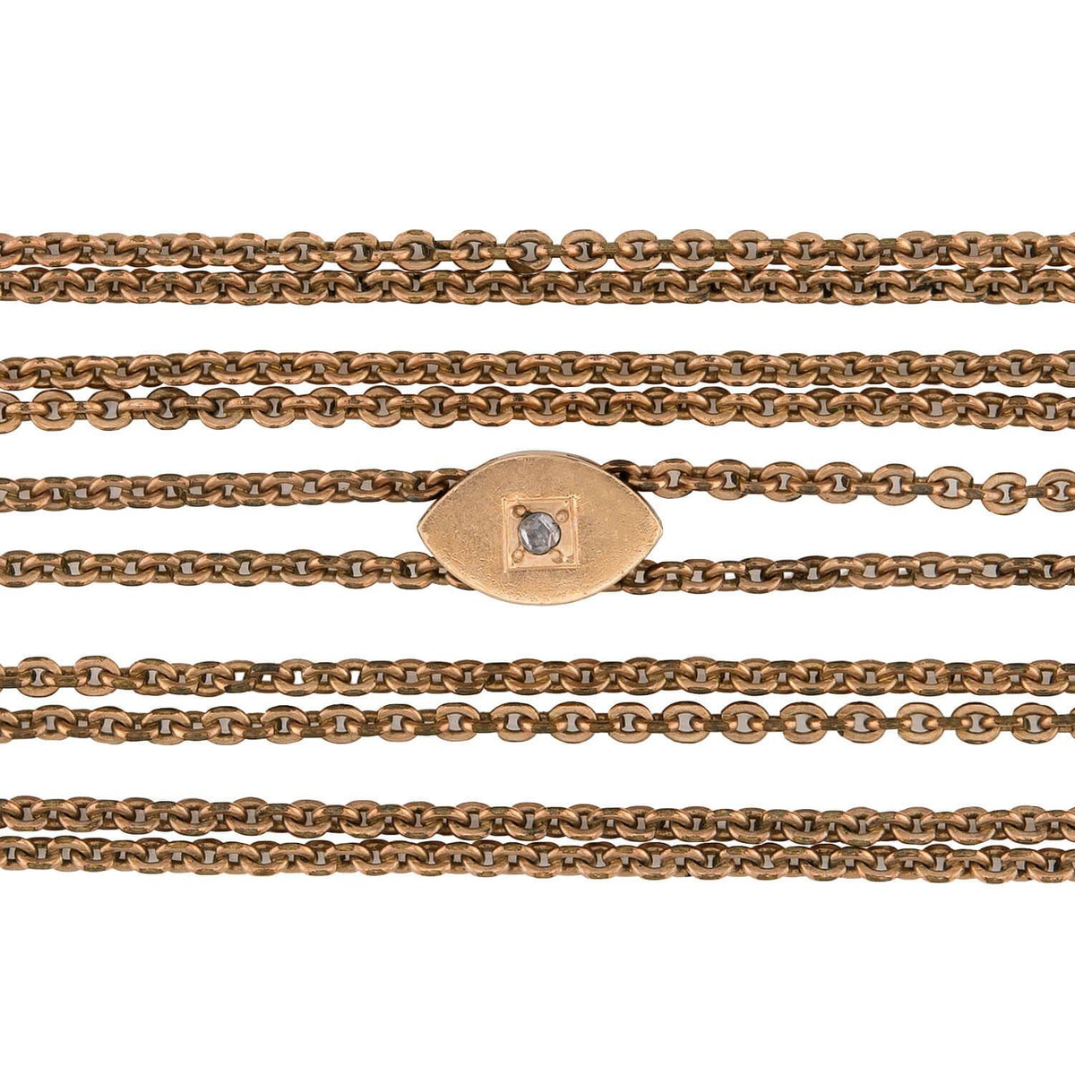 Victorian Gold-Filled/14k Diamond Slide Chain Necklace 51"
