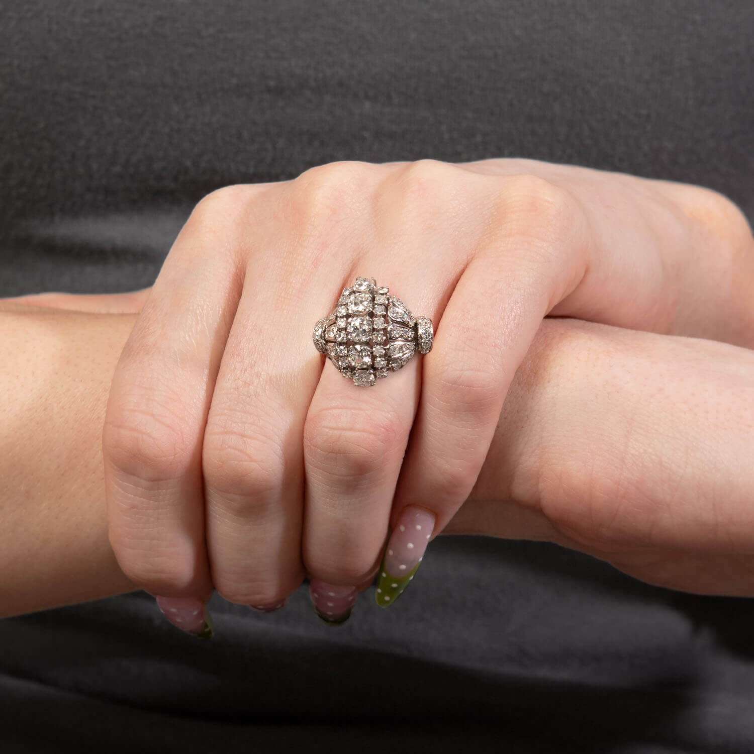 Retro Platinum 3ctw Diamond Statement Ring