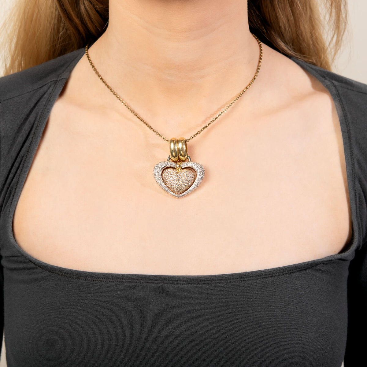 CHIMENTO Estate Italian 18k Diamond Heart-Motif Pendant