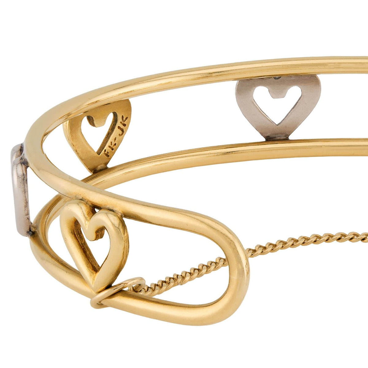 CARTIER Vintage 18k Heart-Motif Cuff Bracelet