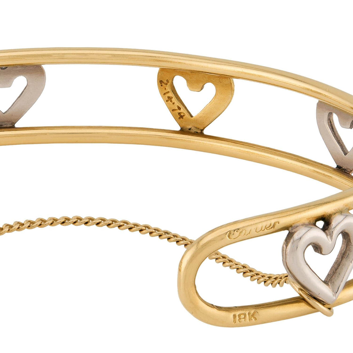 CARTIER Vintage 18k Heart-Motif Cuff Bracelet
