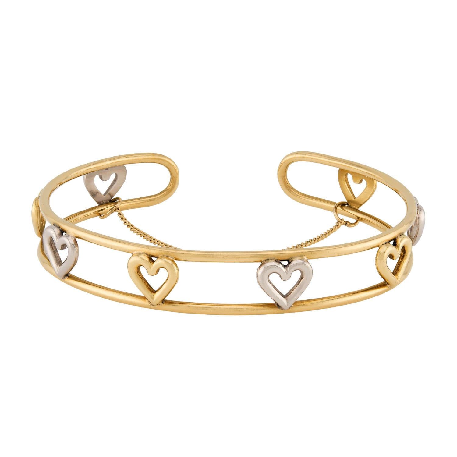 CARTIER Vintage 18k Heart-Motif Cuff Bracelet