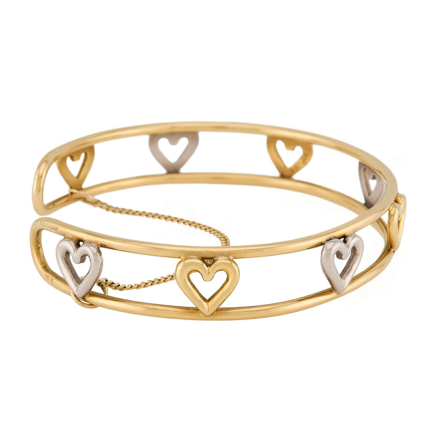 CARTIER Vintage 18k Heart-Motif Cuff Bracelet