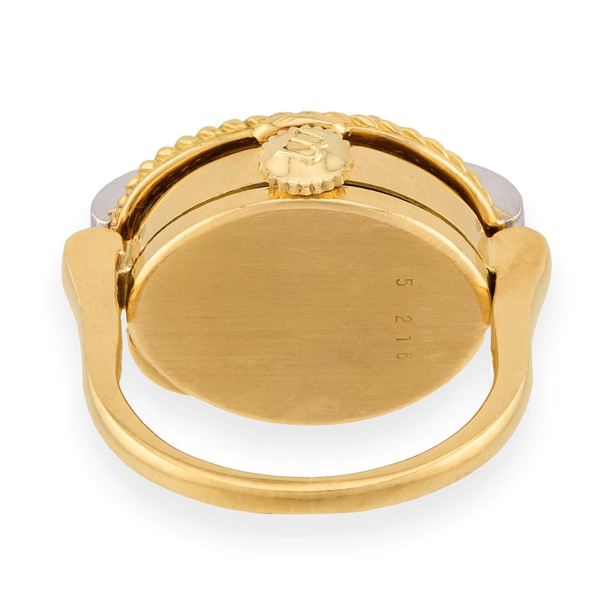 BUCHERER Vintage 18k Citrine & Diamond Watch Ring