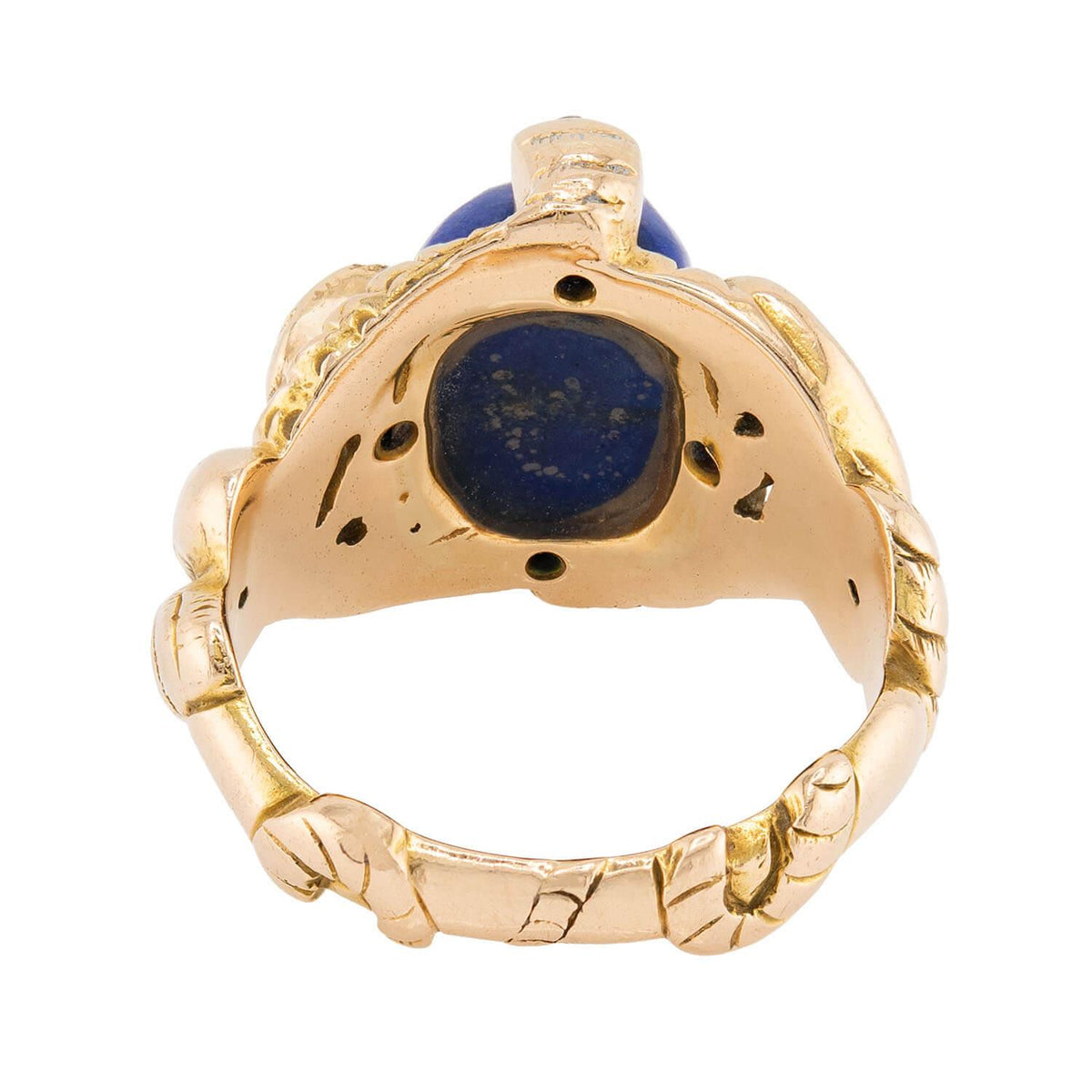 Victorian 14k Lapis, Ruby, & Diamond Snake Ring