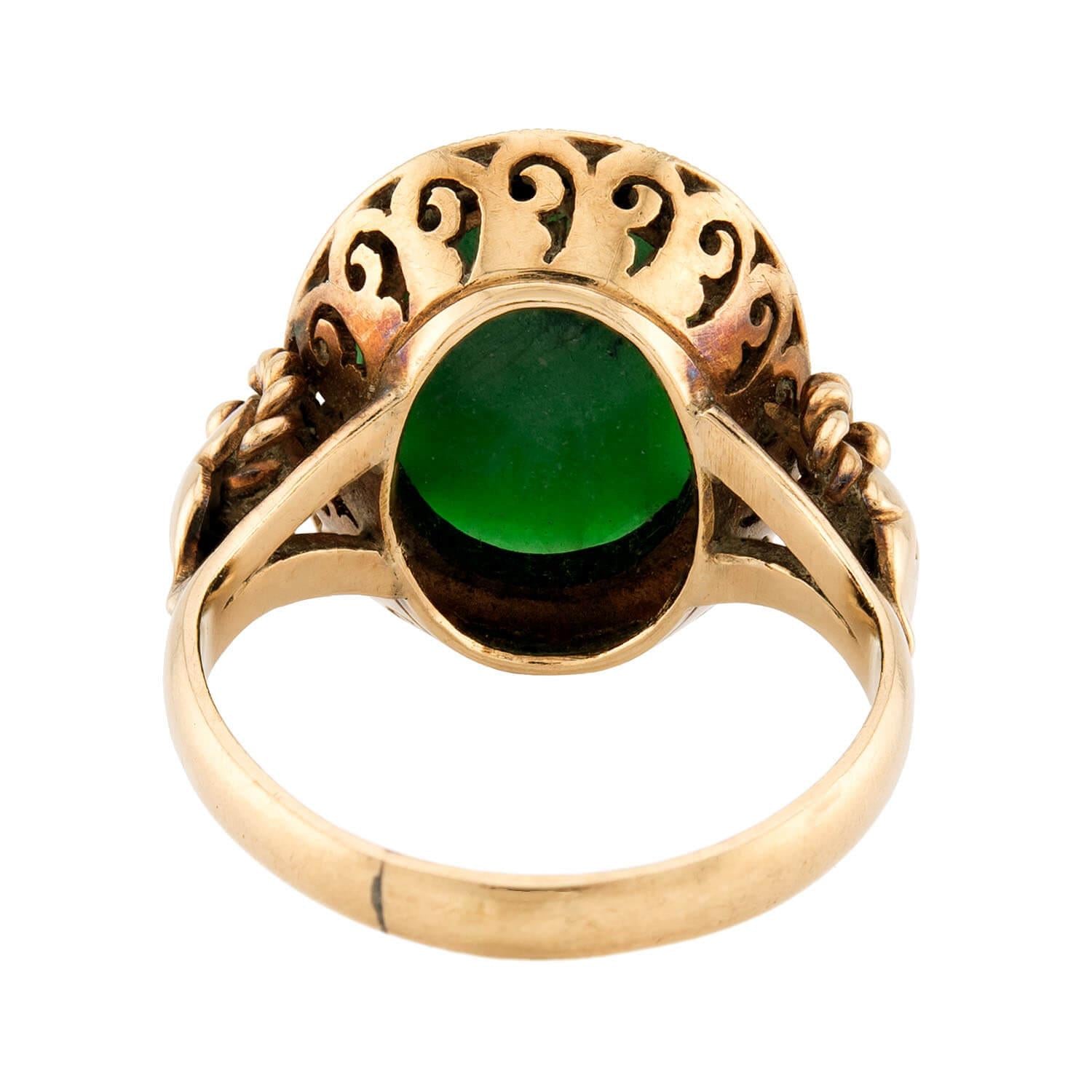 Art Nouveau 14k Jade Ring
