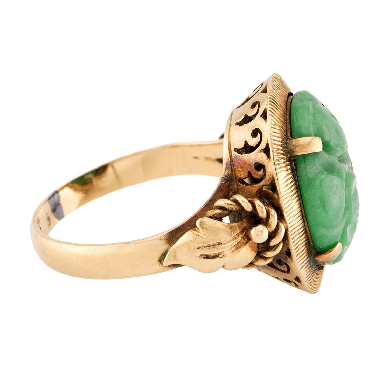 Art Nouveau 14k Jade Ring