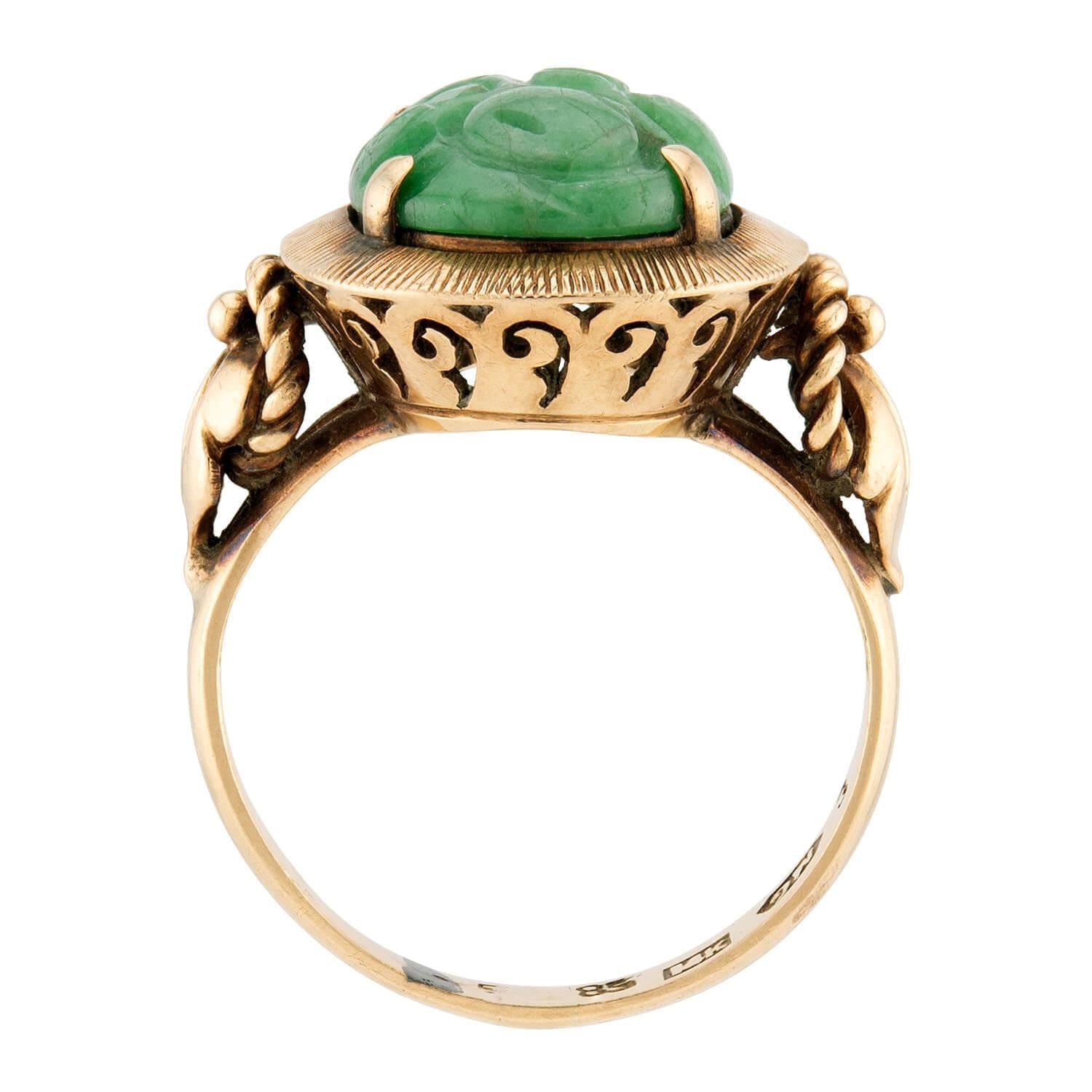 Art Nouveau 14k Jade Ring