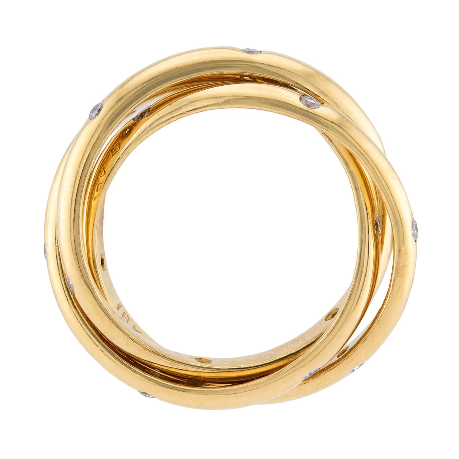 Estate 18k Three-Band Diamond Roller Ring