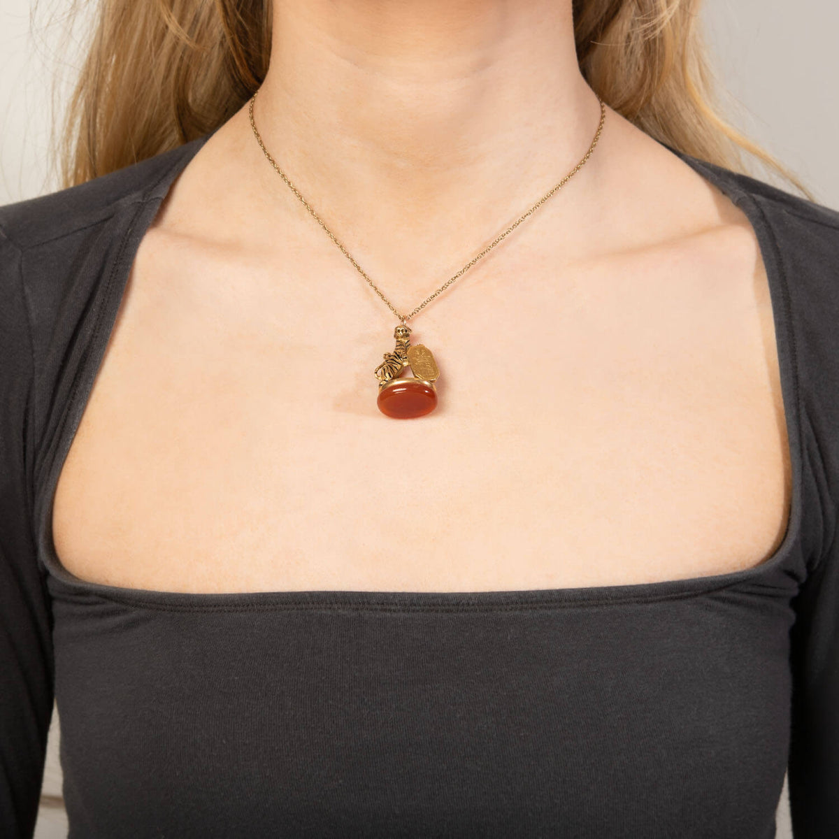 Victorian French 18k Carnelian, Diamond, & Enamel Tiger Fob