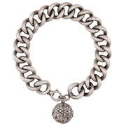 Victorian French Sterling Silver Curb Link & Repoussé Ball Charm Bracelet