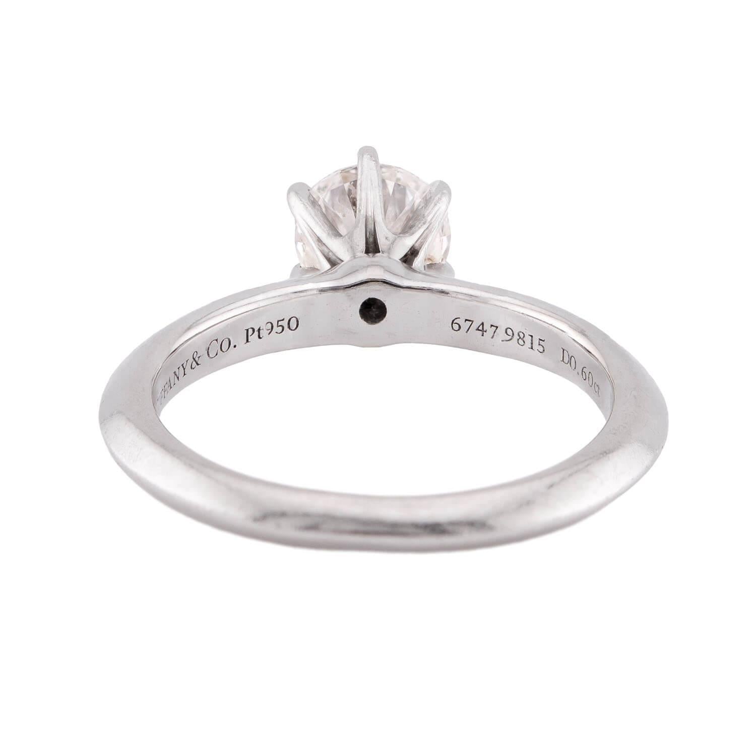 TIFFANY & CO. Estate Platinum Diamond Engagement Ring .60ct