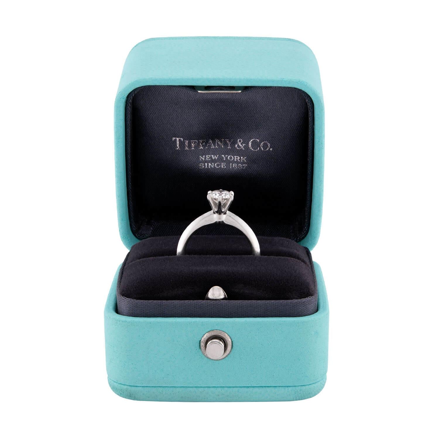TIFFANY & CO. Estate Platinum Diamond Engagement Ring .60ct