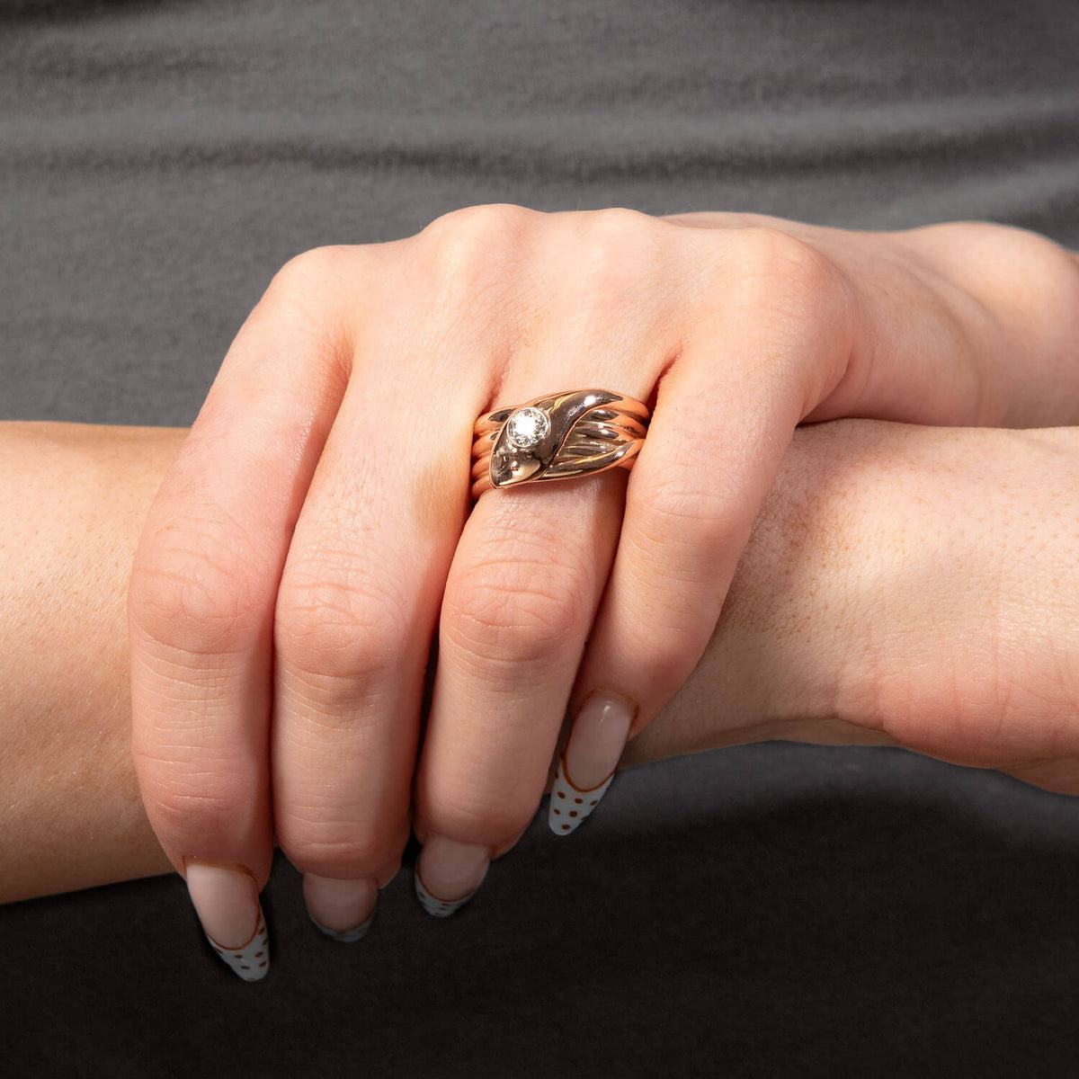Victorian English 9k Diamond Snake Ring