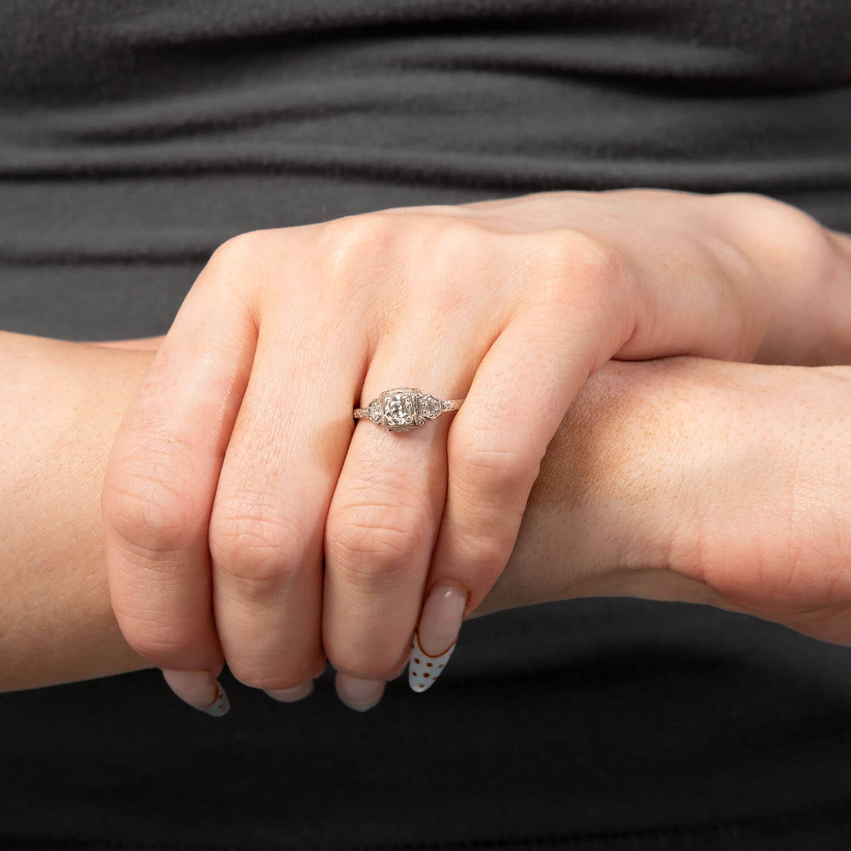Art Deco Platinum Diamond Engagement Ring .55ct