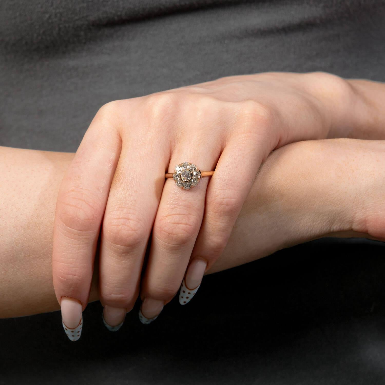 Victorian 18k Diamond Halo Ring
