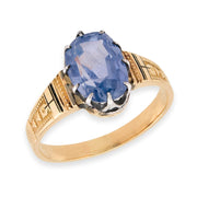 Victorian 14k/Sterling Silver Ceylon Sapphire Enamel Ring