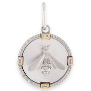 LIZABETH JEWELRY Estate 14k/Silver Mother of Pearl & Diamond Bee Pendant