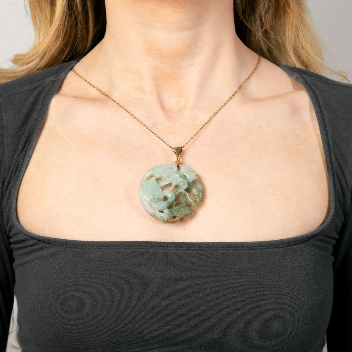 Vintage 14k Jade Pendant