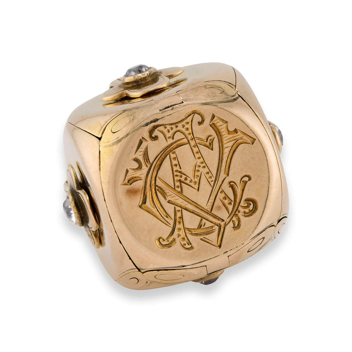 Vintage 12k Diamond Cube/Folding Masonic Cross Pendant