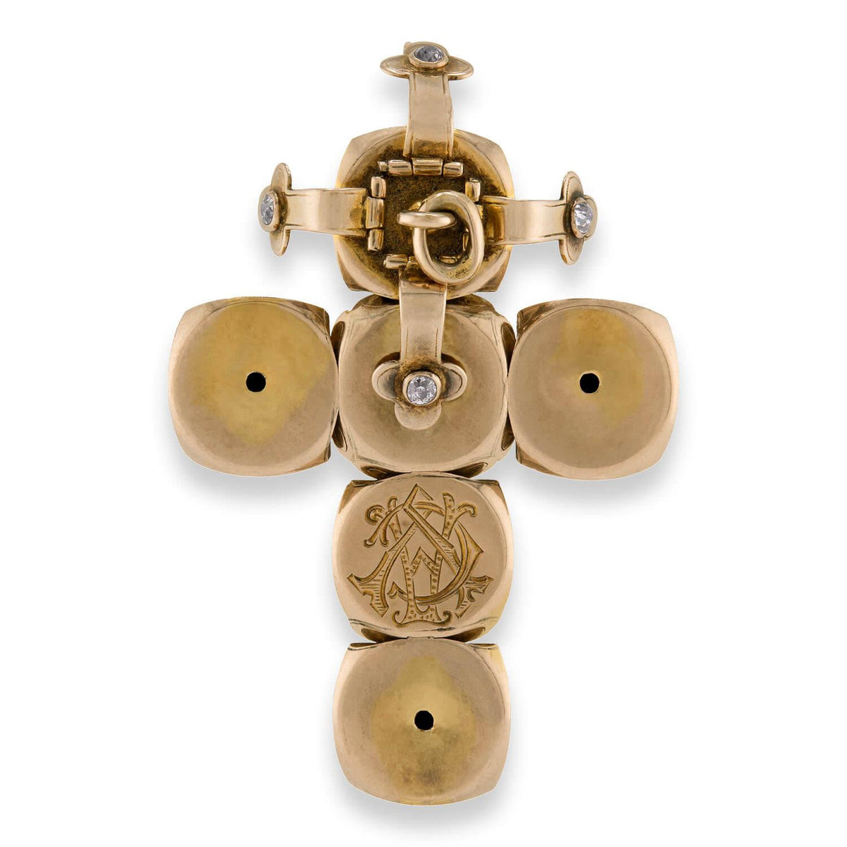 Vintage 12k Diamond Cube/Folding Masonic Cross Pendant