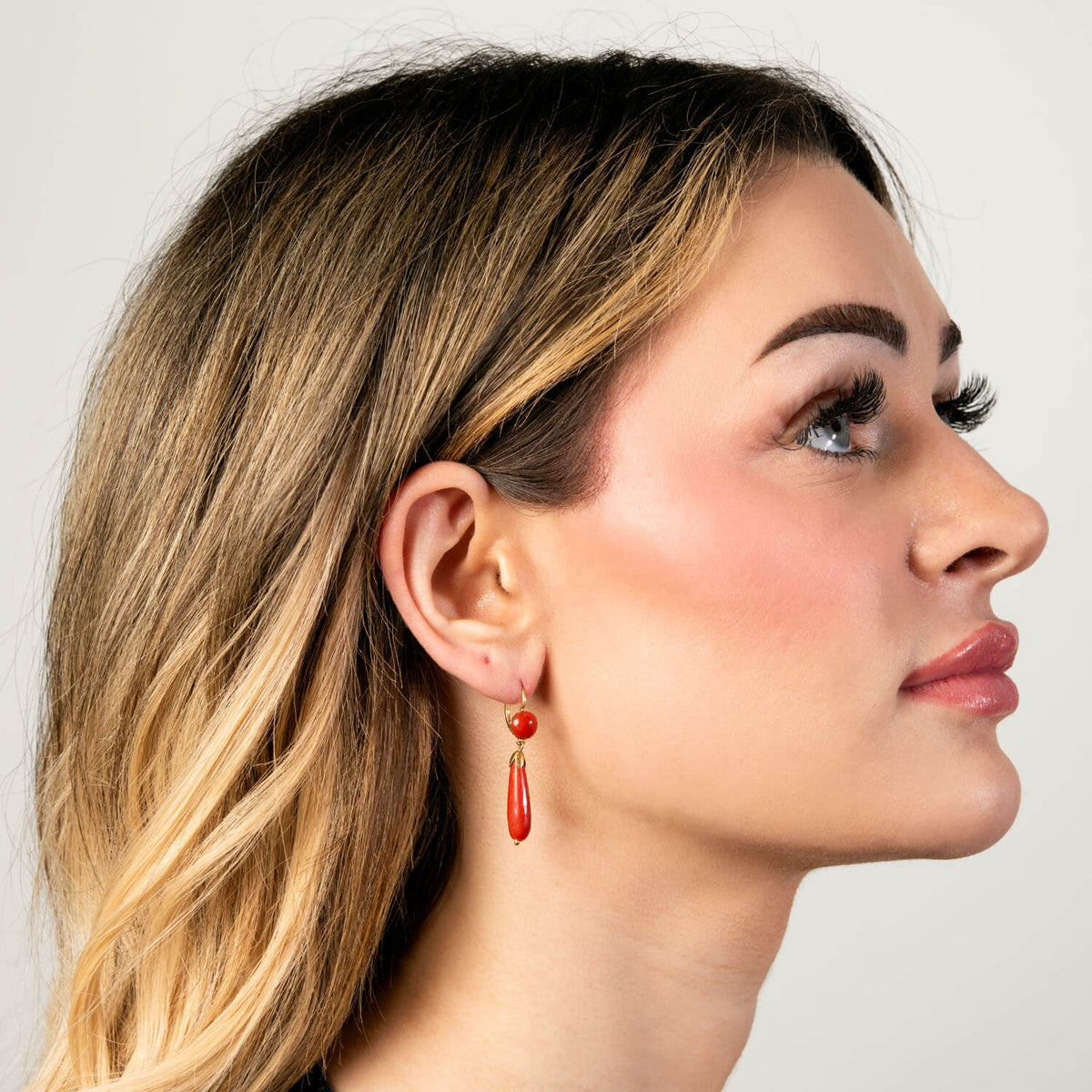Victorian 18k Coral Drop Earrings