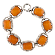 Art Deco 800 Silver Butterscotch Amber Link Bracelet