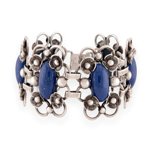 CHRV Art Deco 830 Silver Lapis Link Bracelet