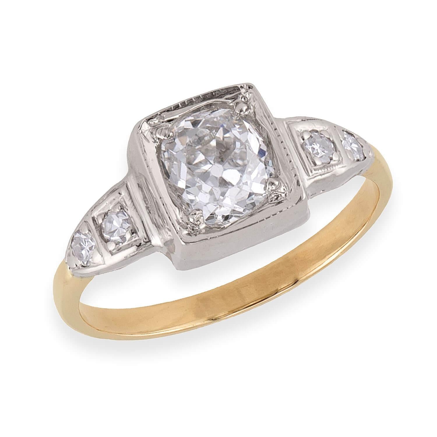 Edwardian 14k/Platinum diamond Engagement Ring 1.25ct