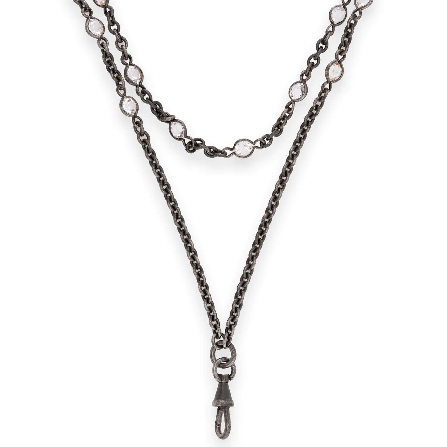 Victorian Gunmetal Paste "Diamonds-by-the-Yard" Necklace