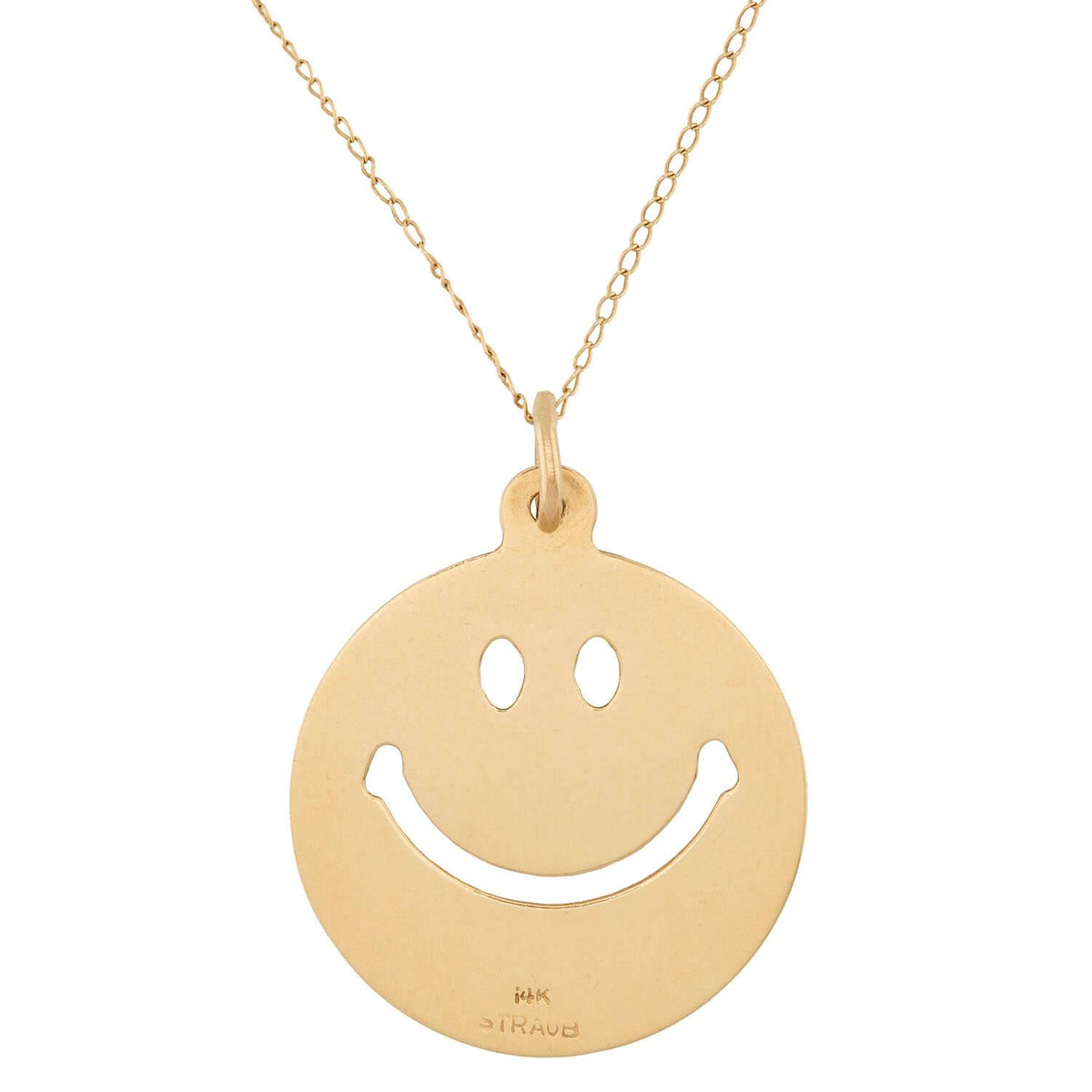Estate 14k Smiling Face Pendant Necklace