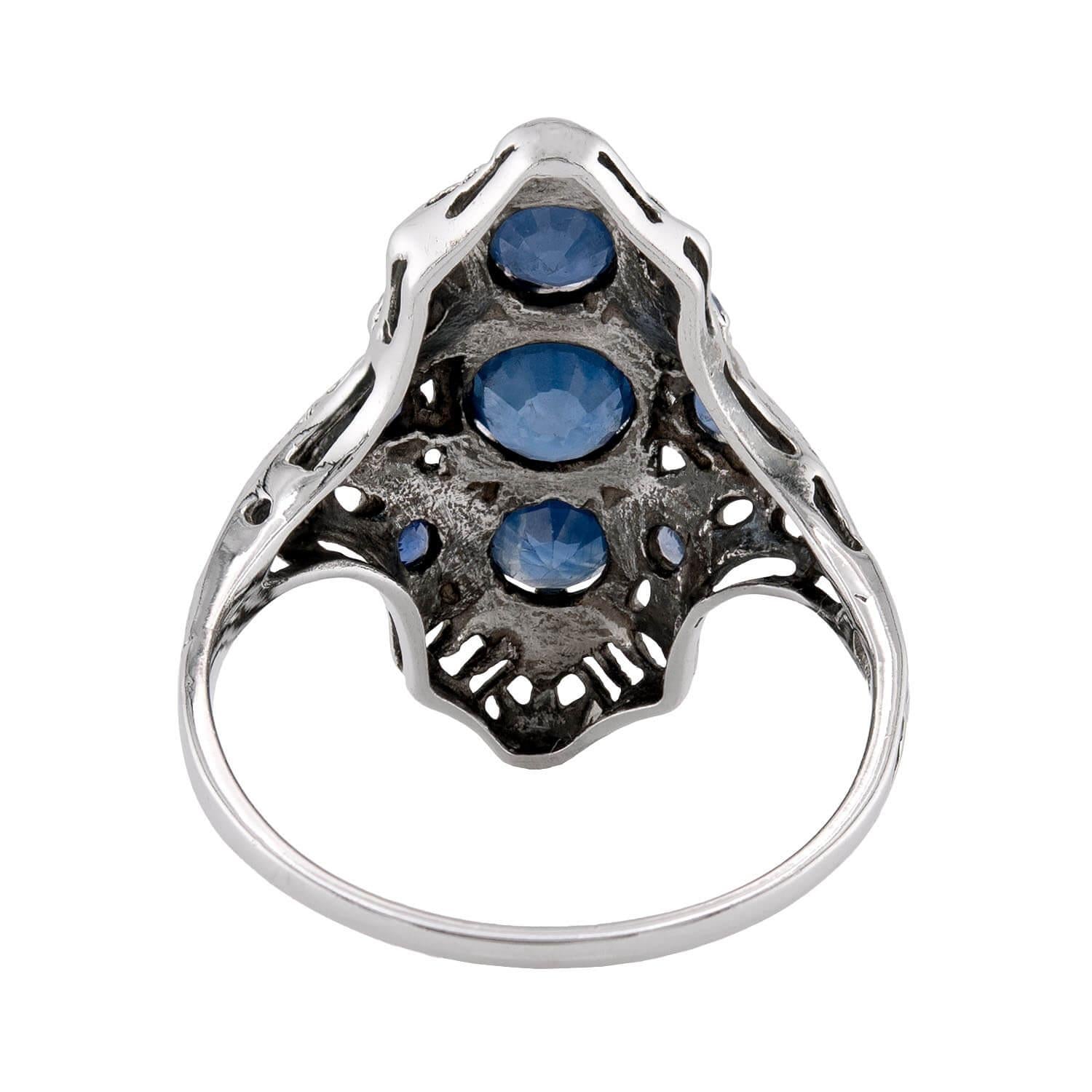 Edwardian 14k Sapphire Navette Ring