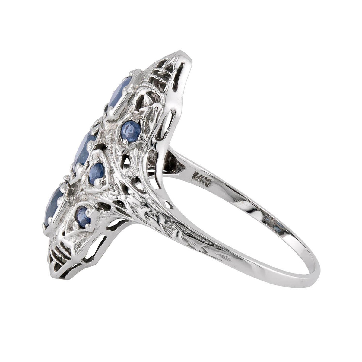 Edwardian 14k Sapphire Navette Ring