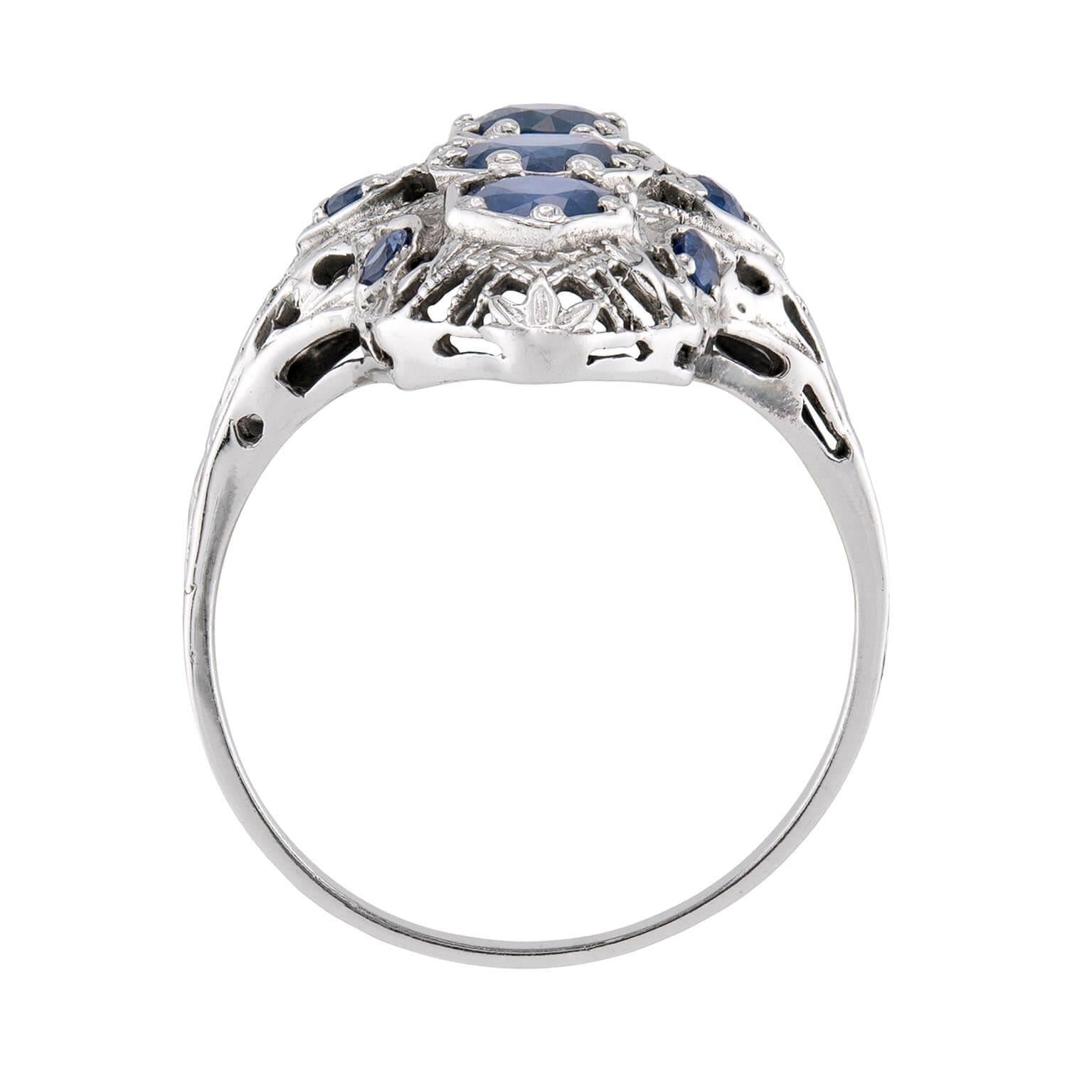 Edwardian 14k Sapphire Navette Ring