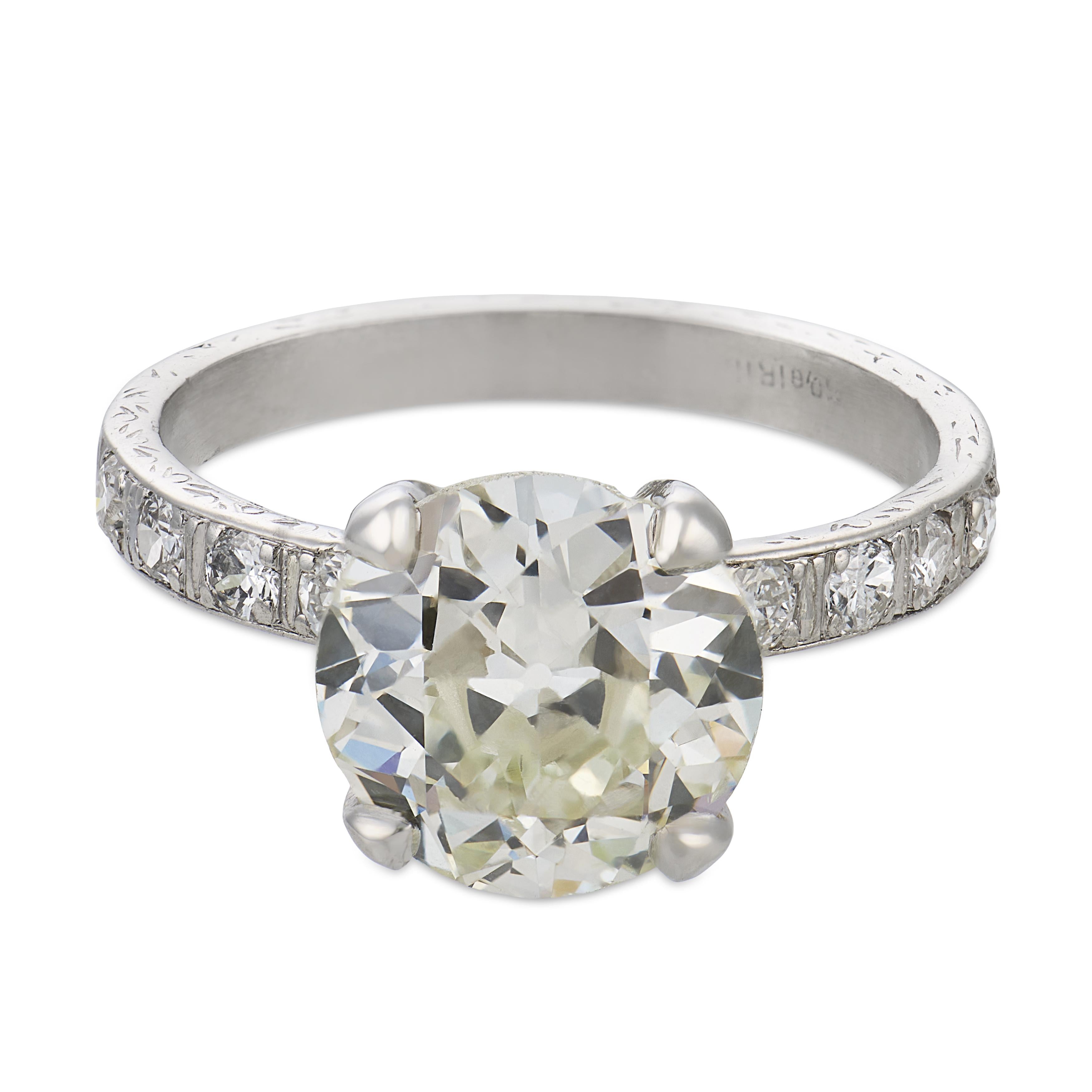 Art Deco Platinum Diamond Engagement Ring 2.88ct