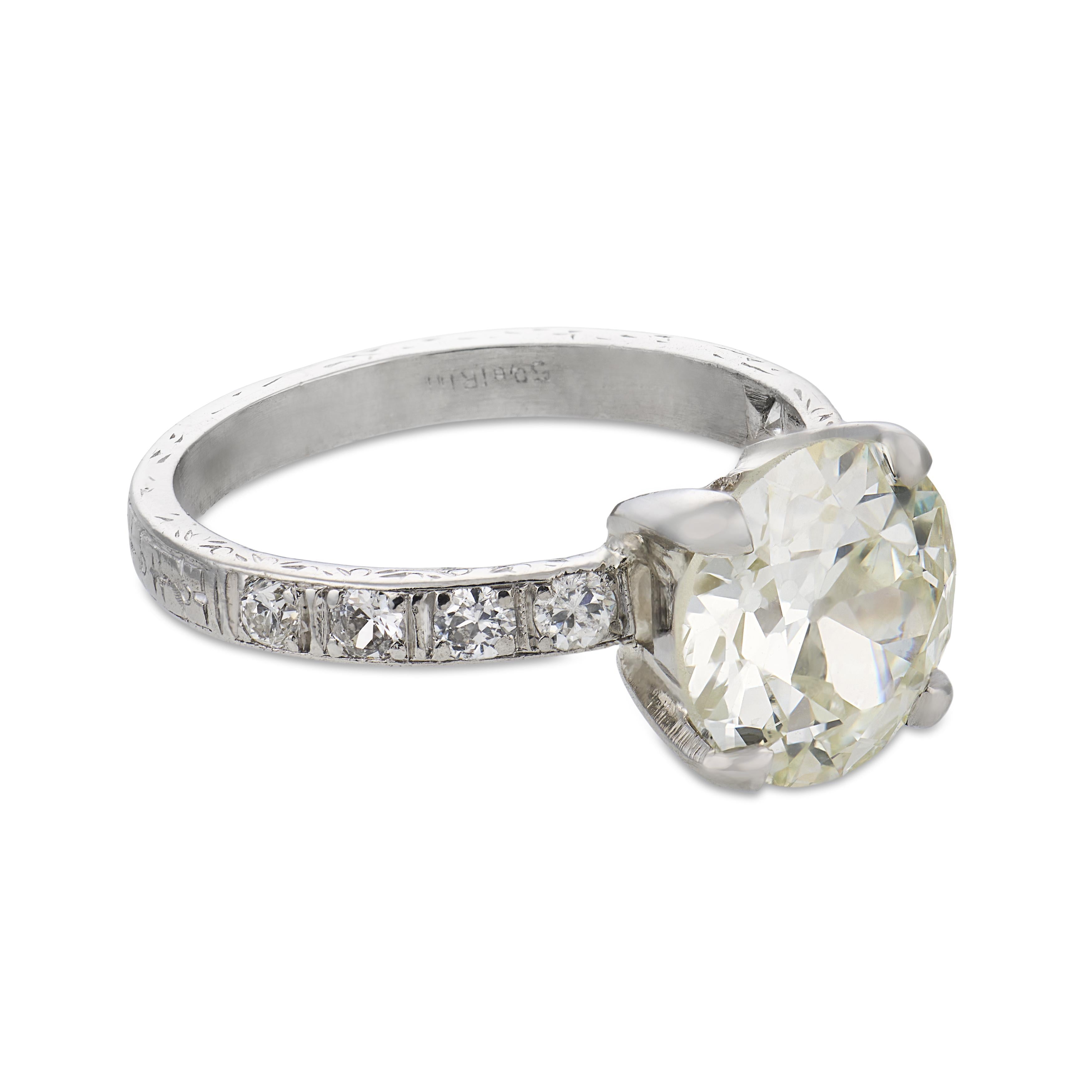 Art Deco Platinum Diamond Engagement Ring 2.88ct