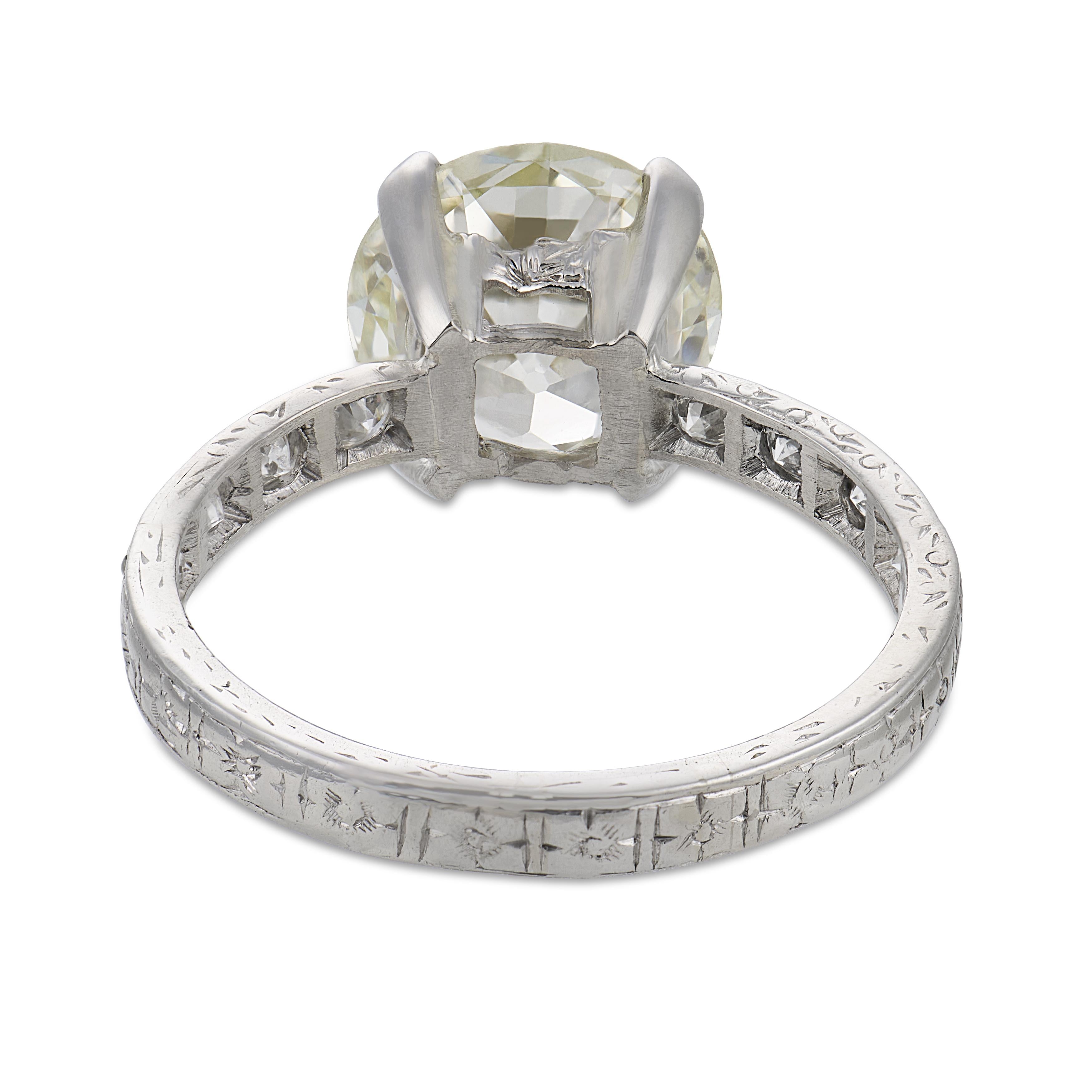 Art Deco Platinum Diamond Engagement Ring 2.88ct