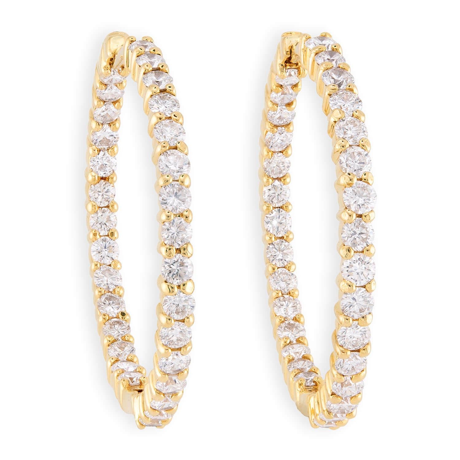 ROBERTO COIN Estate Italian 18k Diamond "Inside-Out" Hoop Earrings