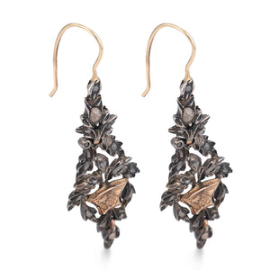 Georgian 14k/Sterling Silver Diamond Giardinetti-Motif Earrings