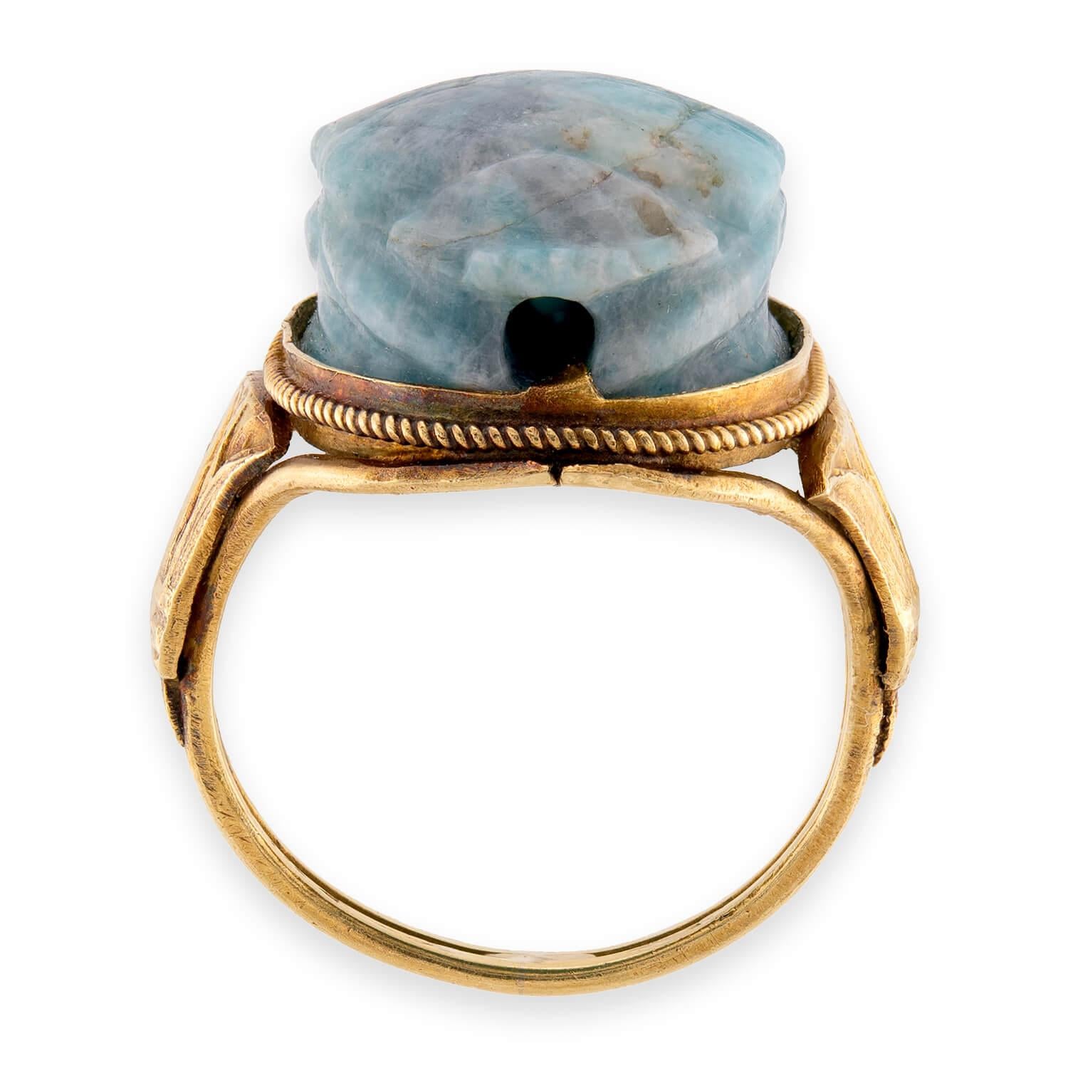 Art Deco 14k Stone Scarab Ring