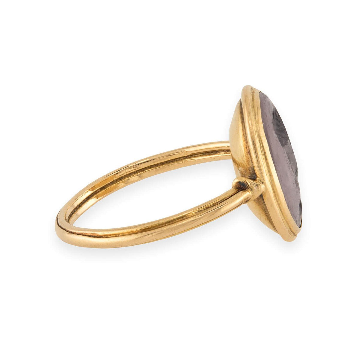 Georgian 18k Rock Quartz Crystal Intaglio Signet Ring