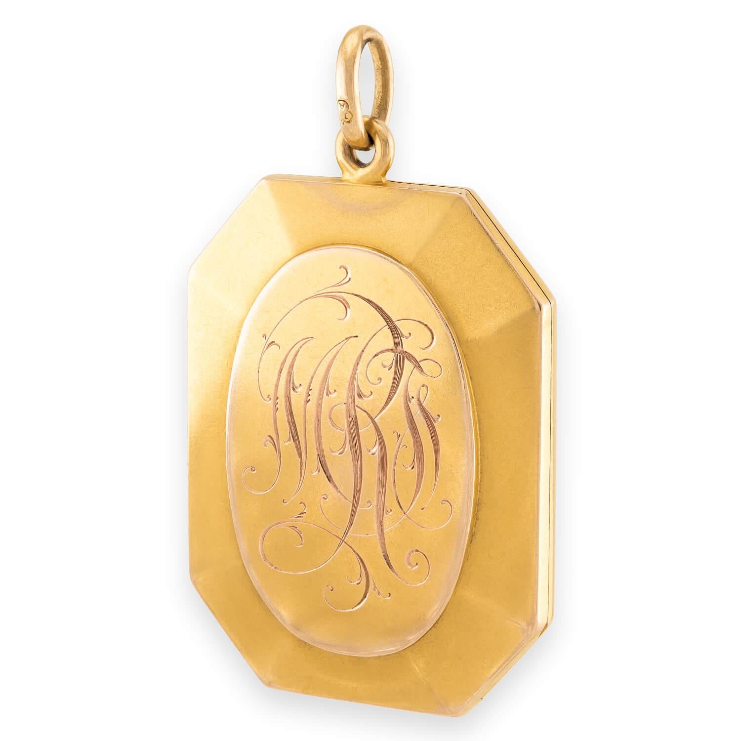 Art Nouveau 15k Enamel, Diamond, & Ruby Repoussé Lady Locket