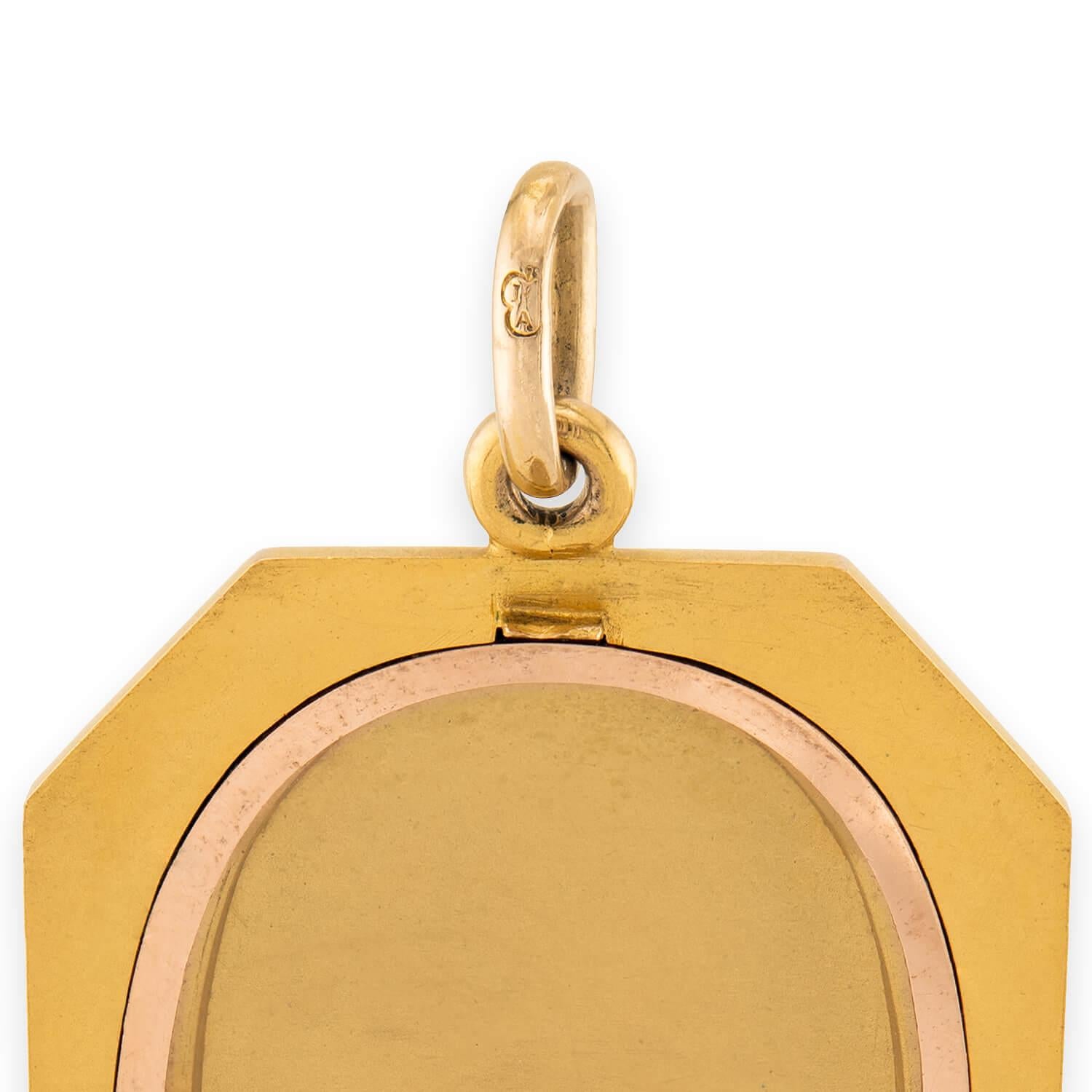 Art Nouveau 15k Enamel, Diamond, & Ruby Repoussé Lady Locket