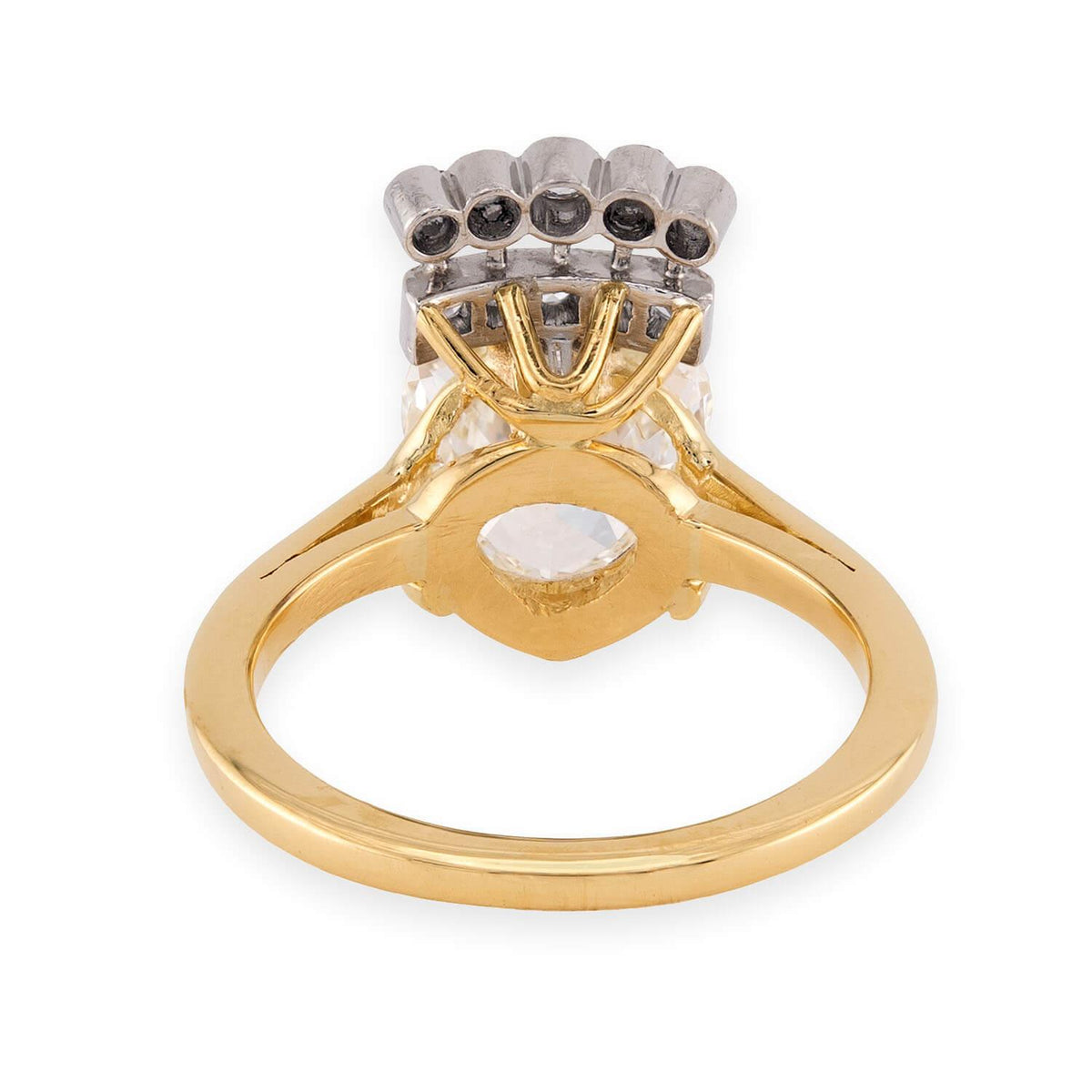Retro 18k/Platinum Diamond Crown & Heart-Motif Ring