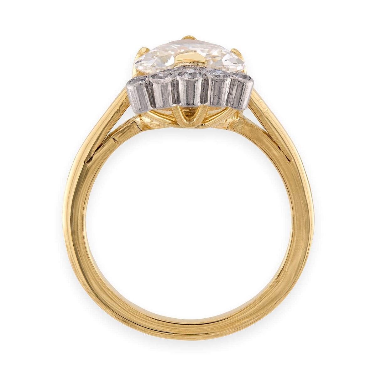 Retro 18k/Platinum Diamond Crown & Heart-Motif Ring