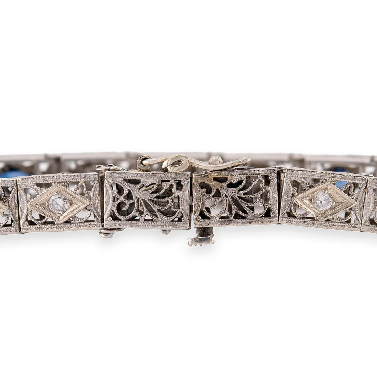 Art Deco 14k Diamond & Sapphire Line Bracelet