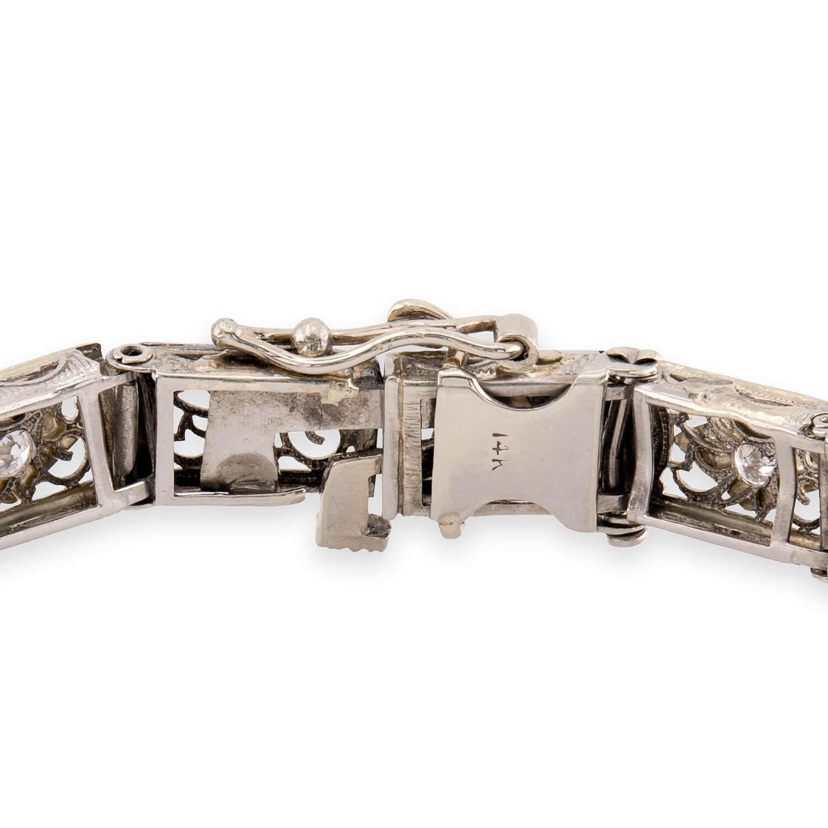 Art Deco 14k Diamond & Sapphire Line Bracelet
