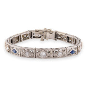 Art Deco 14k Diamond & Sapphire Line Bracelet